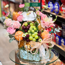 Giỏ Quà Trái Cây Cherry và Hoa Tươi Tặng Sinh Nhật Phái Nữ