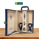 Hộp Rượu Đôi Da Xanh Navy Viền Vàng (279-M13)