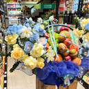 Giỏ Trái Cây Lưới Xanh Hoa Trắng Chúc Mừng Sự Kiện Quan Trọng