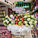 Giỏ Quà Trái Cây Dâng Lễ Chùa với Hoa Sen Trang Trọng