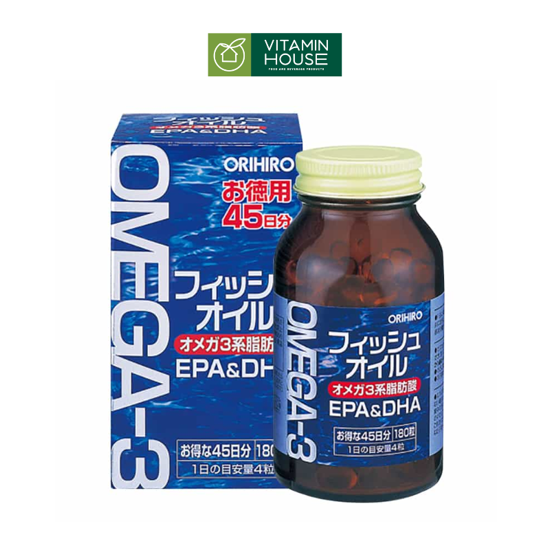 Viên Uống Dầu Cá Omega-3 Orihiro Nhật Hộp 180 Viên