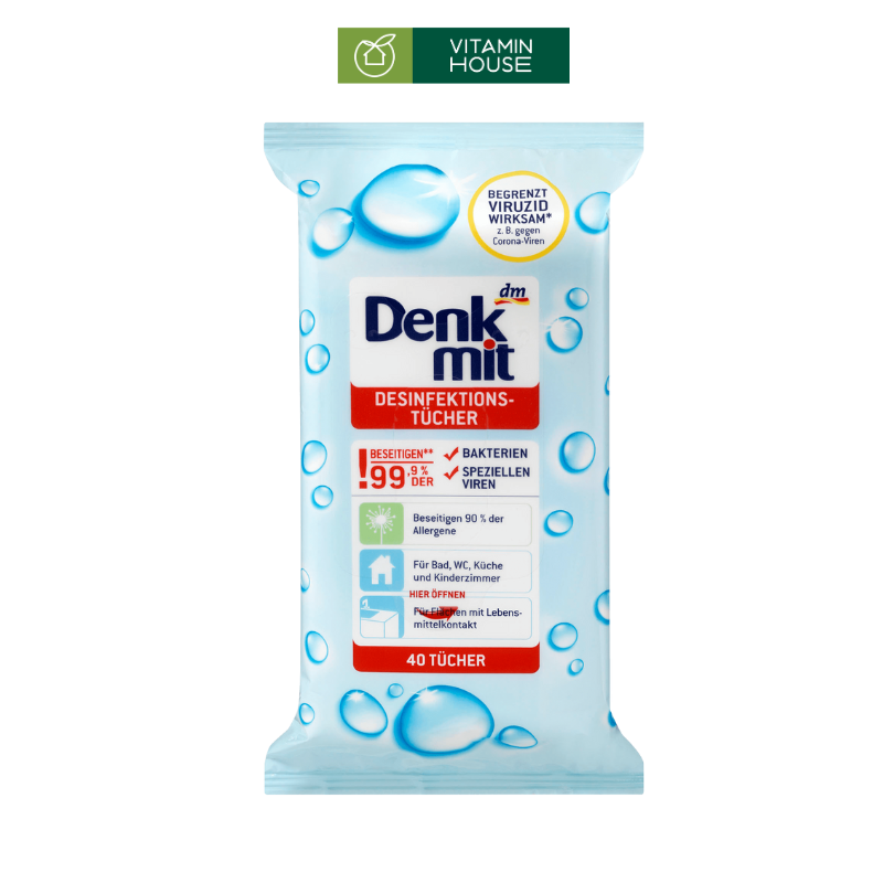 Bịch khăn khử trùng Denkimit Đức ( 40 miếng)