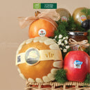 Giỏ quà trái cây lê hàn, quýt úc, nho đen, sữa hạnh nhân thăm bệnh, chúc sức khỏe