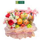 giỏ trái cây lưới hồng, kiwi vàng, cam vàng mỹ, lựu ấn độ, táo envy, táo xanh tặng bác sĩ chúc sức khỏe
