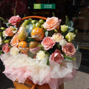 Giỏ Trái Cây Nhập Khẩu Trang Trí Hoa Tươi Tone Hồng Đẹp Mắt