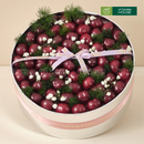 hộp quà trái cây cherry,  hình tròn màu bạc sang trọng