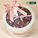 hộp quà trái cây cherry hình tròn màu bạc sang trọng