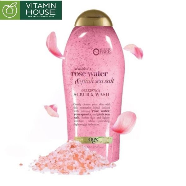 Sữa Tắm Tẩy Tế Bào Chết OGX Rose Water & Pink Sea Salt 577ML - Hồng