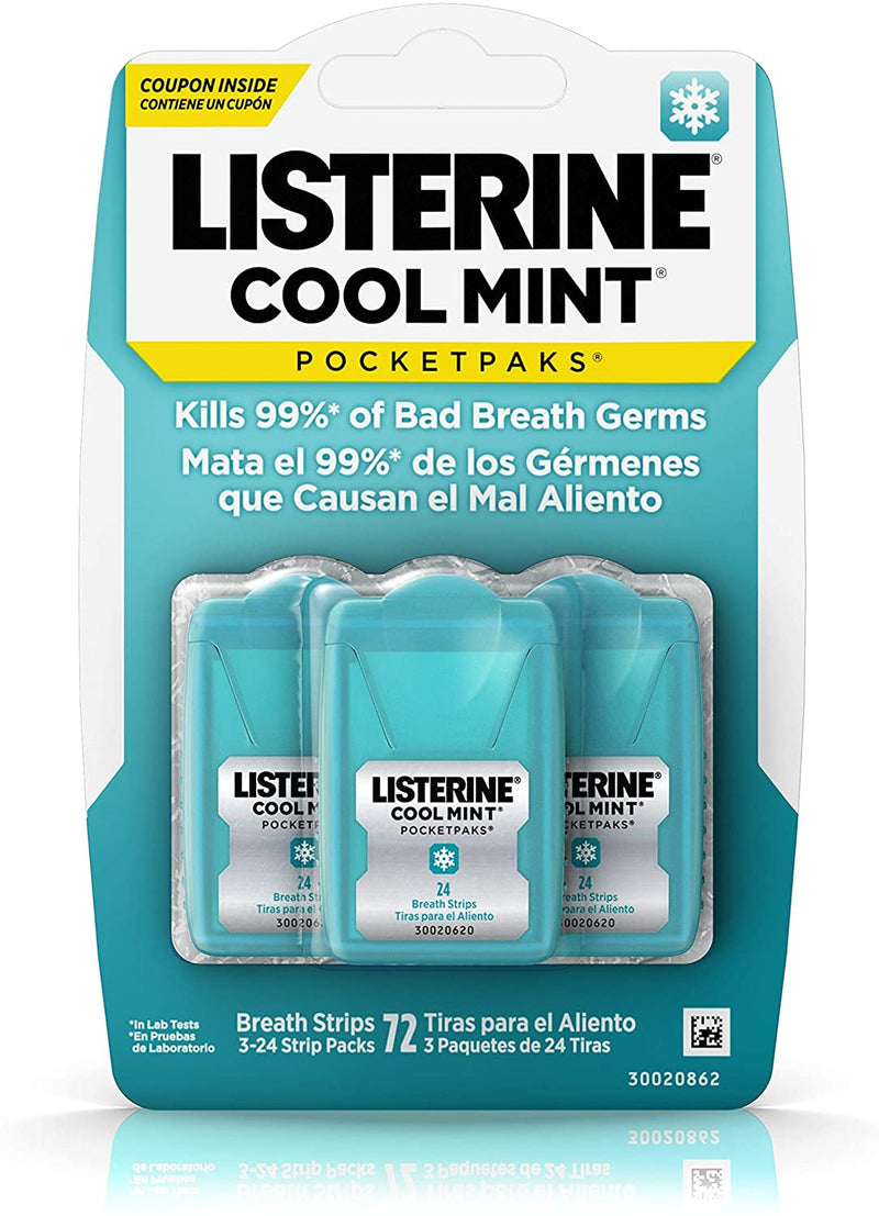 Miếng Ngậm Thơm Miệng Cool Mint Listerine Mỹ Vỉ 3 Hộp (Xanh Dương)