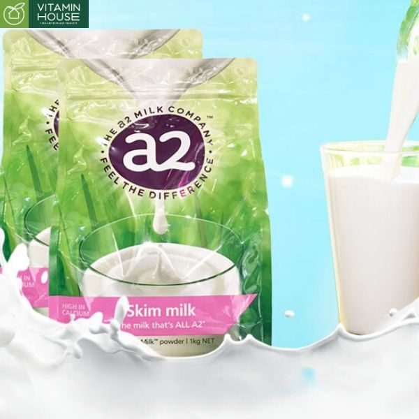 Sữa Bột Tách Kem Skim Milk A2 Úc Gói 1kg (Hồng)