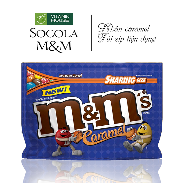 Chocolate M&M caramel túi zip (new)