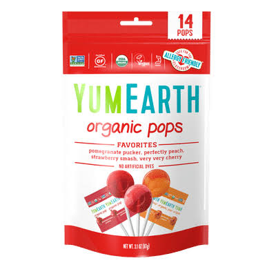 Gói Kẹo Mút Trái Cây Hữu Cơ Yumearth Organic Lollipops 248G (40 Cái)