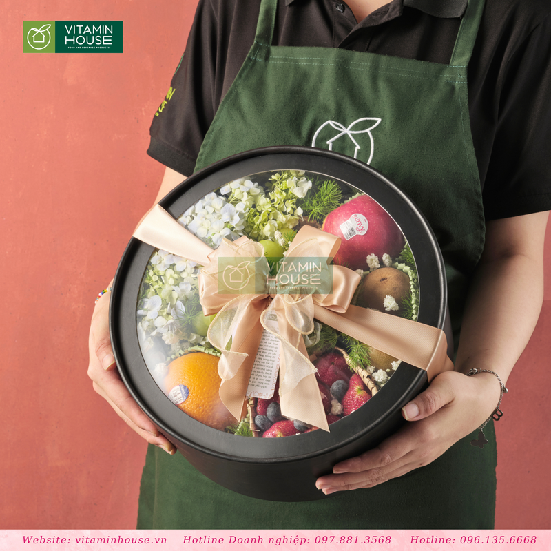 HỘP QUÀ TRÁI CÂY TRÒN TẶNG LỄ KỈ NIỆM