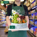 Giỏ Quà Trái Cây Kiwi,Quýt Nhập Khẩu & Hoa Tặng Thầy Giáo Tân Gia với thiết kế như chiếc bánh kem