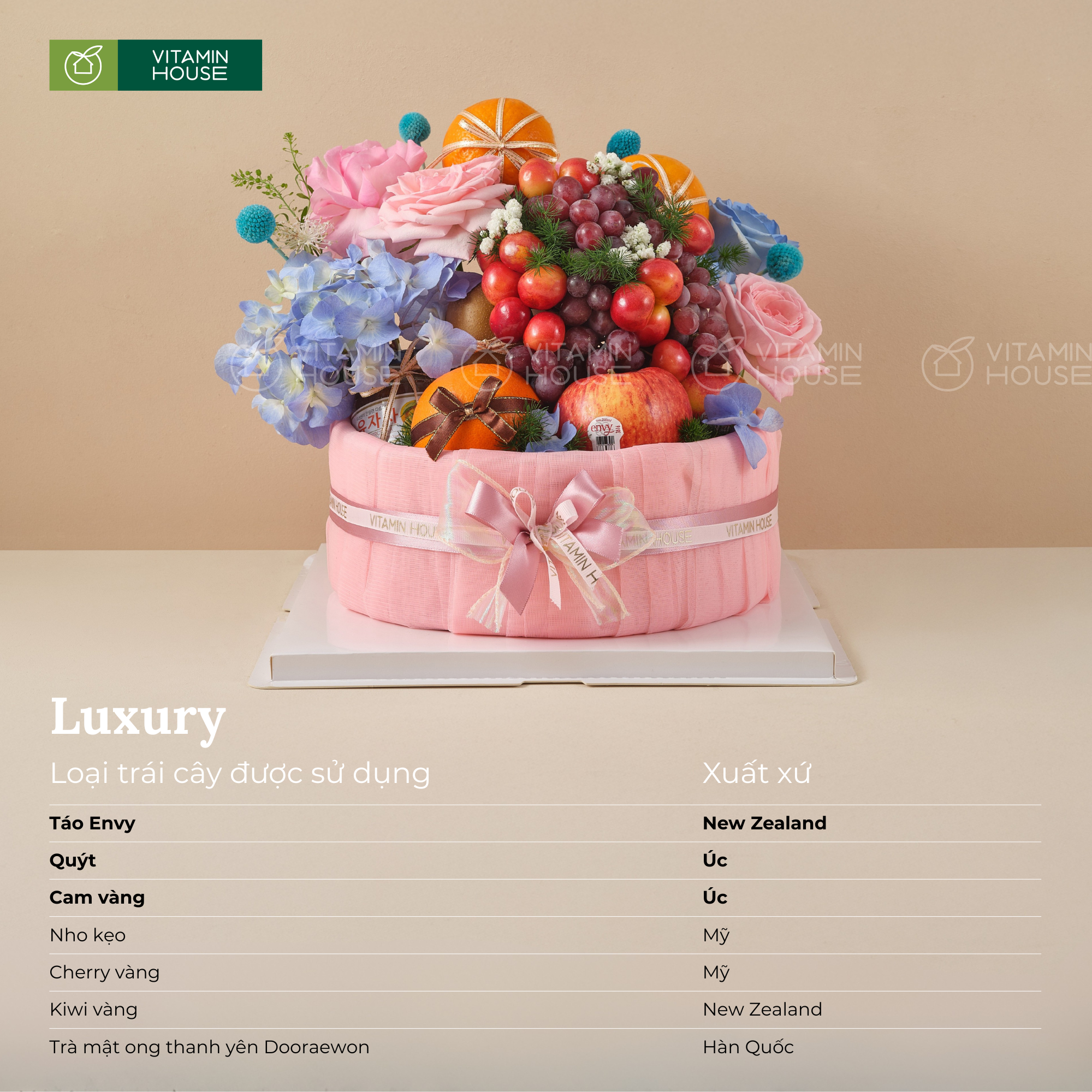 Giỏ Trái Cây Táo, Cherry Tông Hồng Pastel Lý Tưởng Tặng Phái Đẹp