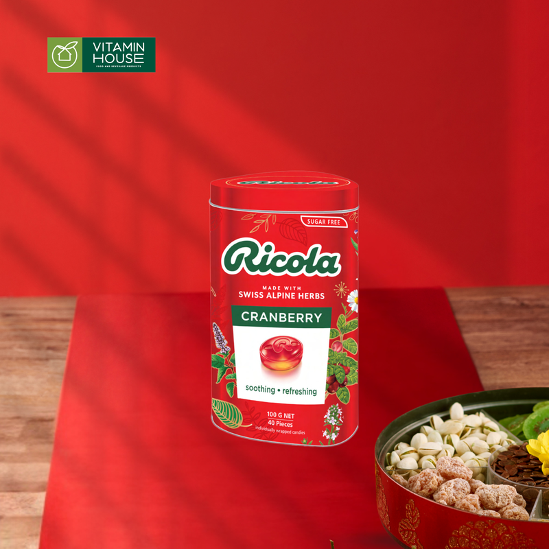 Viên ngậm thảo mộc Ricola Cranberry không đường