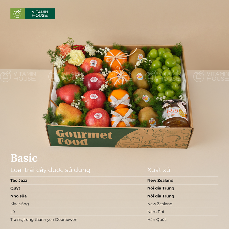 Hộp Quà Trái Cây Nho Mẫu Đơn, Kiwi, Mật Ong Đi Thăm Bệnh Thay Lời Chúc Sức Khỏe
