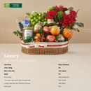 Giỏ Quà Trái Cây Hoa Tươi Việt Quất Nho Mẫu Đơn Thay Lời Chúc Mừng