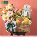Giỏ Quà Hoa & Trái Cây Nhập Khẩu: Táo Envy, Dưa Lưới, Kiwi, Lê Nâu | Quà Tặng Chúc Mừng Cho Mẹ và Bé