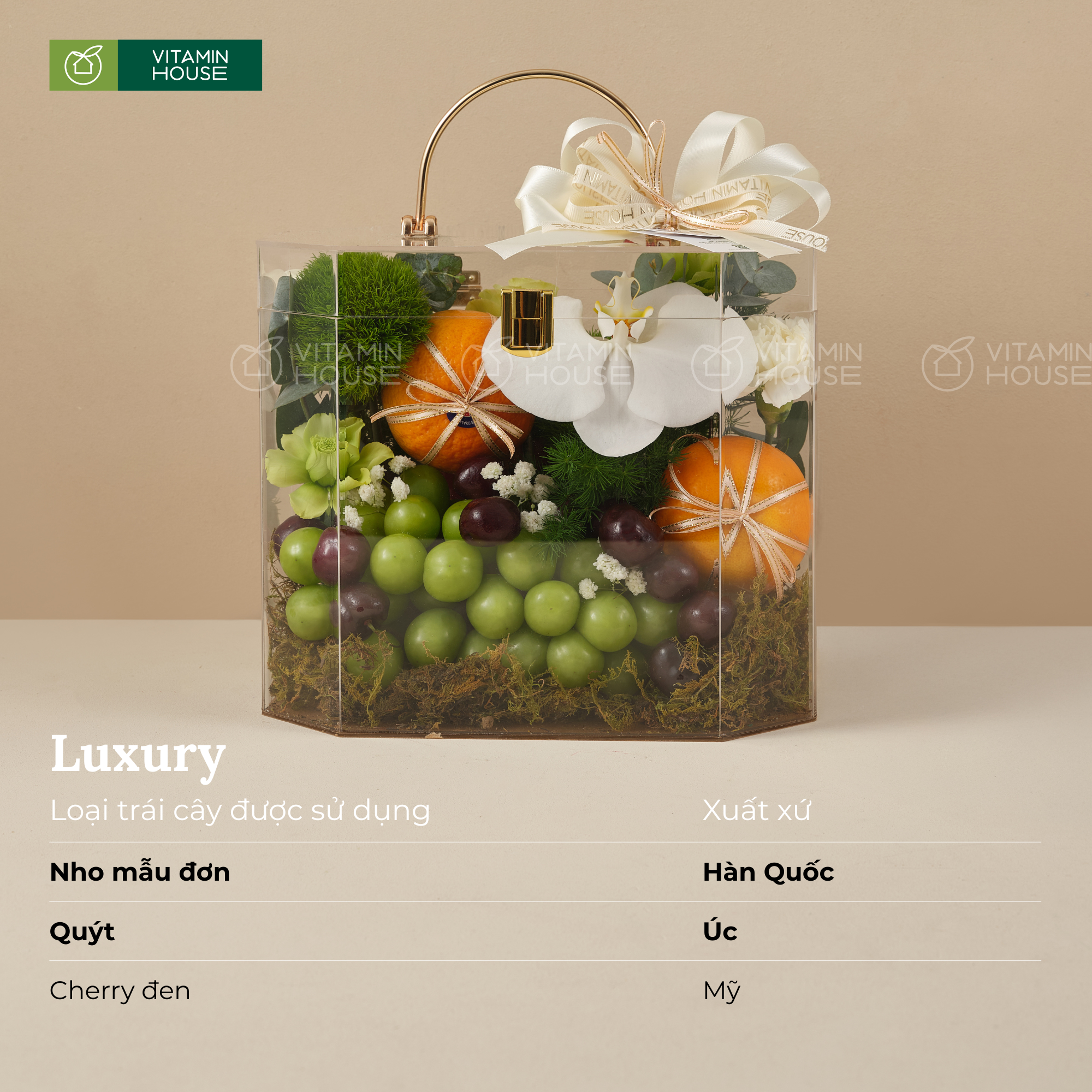 Hộp Quà Trái Cây Cherry, Nho Sữa, Quýt Úc Tặng Khách Hàng, Đối Tác