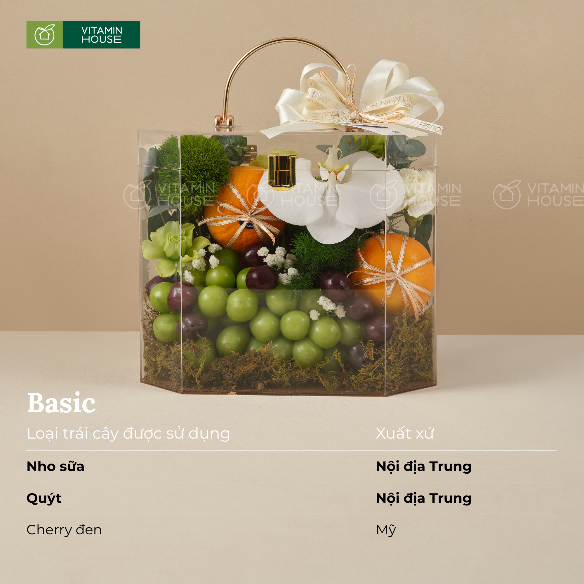 Hộp Quà Trái Cây Cherry, Nho Sữa, Quýt Úc Tặng Khách Hàng, Đối Tác