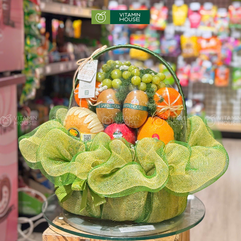 Giỏ Trái Cây Nho Xanh, Kiwi Vàng Chúc Sức Khỏe Người Thân, Bạn Bè