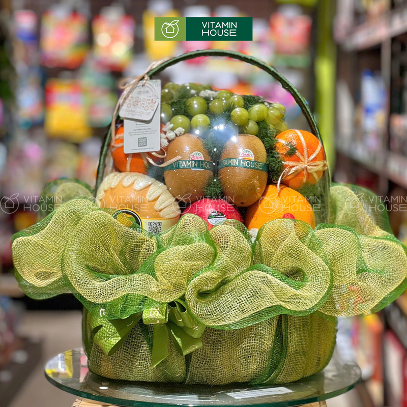 Giỏ Trái Cây Nho Xanh, Kiwi Vàng Chúc Sức Khỏe Người Thân, Bạn Bè