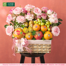 Giỏ Quà Hoa & Trái Cây Nhập Khẩu gồm Nho Xanh, Táo Envy, Lê Hàn