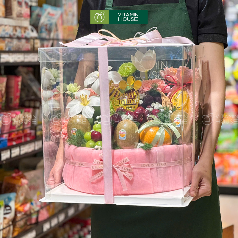 Giỏ Quà Trái Cây Nho, Cherry Nhập Khẩu Tặng Sinh Nhật Vợ Yêu