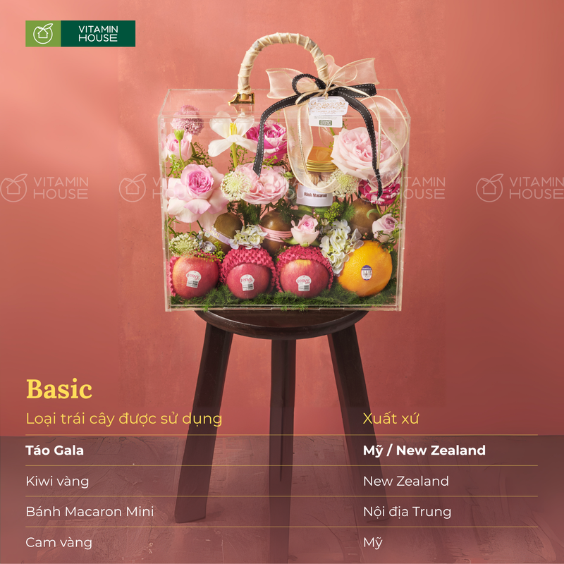 Hộp Vali Quà Trái Cây Cam Vàng, Kiwi, Táo Envy Sang Trọng Tặng Đối Tác