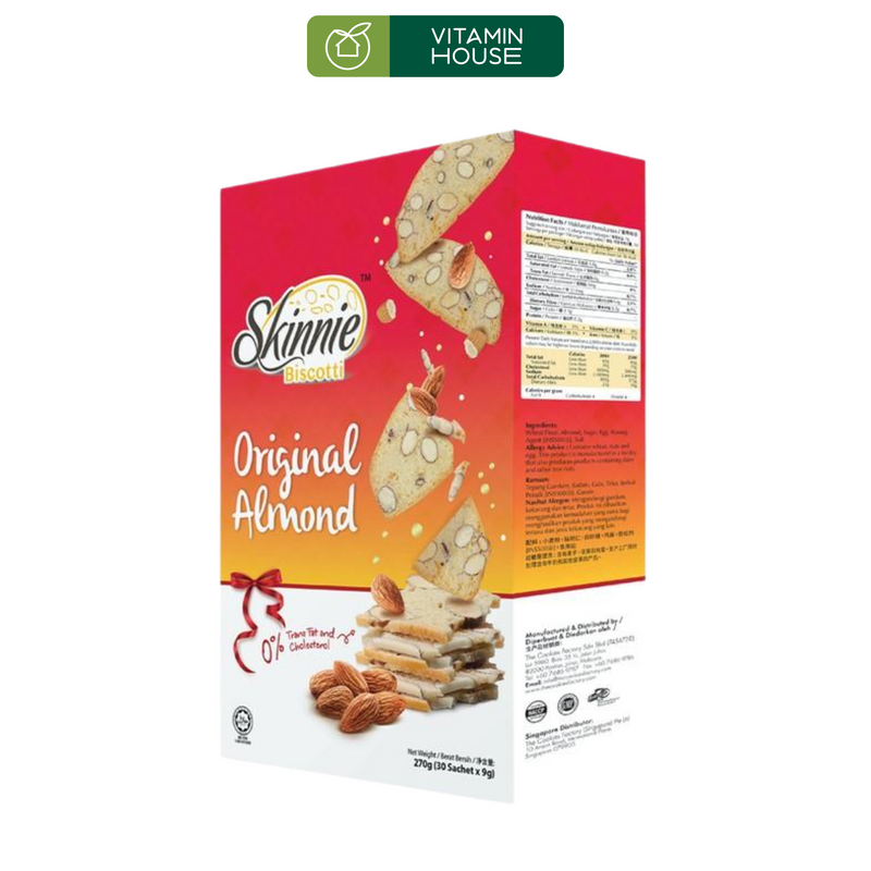 Bánh Quy Hạnh Nhân Vị Truyền Thống Skinnie Malaysia Hộp 270g (Cam)
