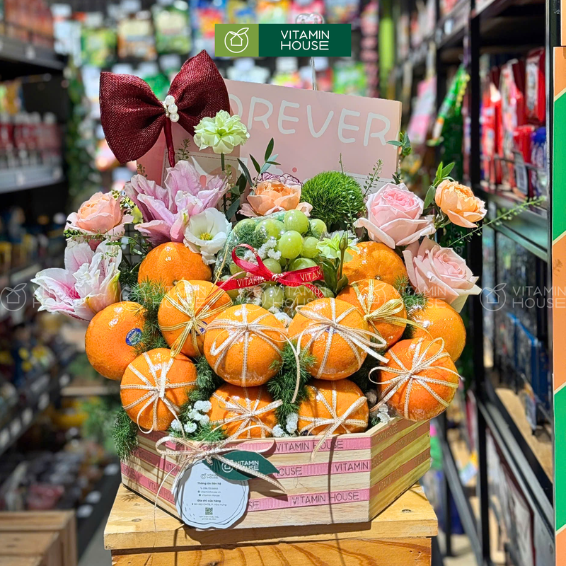 Giỏ Trái Cây Quýt Úc, Nho Xanh Hoa Tươi Cảm Ơn Thầy Cô Giáo Tôn Kính và Tri Ân