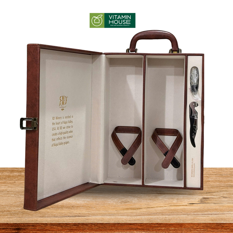 Hộp Rượu Đôi Da Nâu Fine Wine (265-M10)