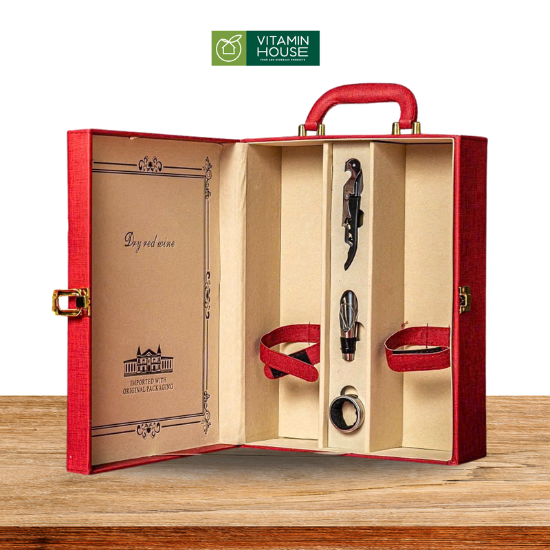 Hộp Rượu Đôi Da Đỏ Classic (269-M03)