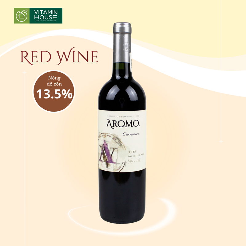 Rượu vang đỏ Aromo - Carmenere 13.5%/Vol