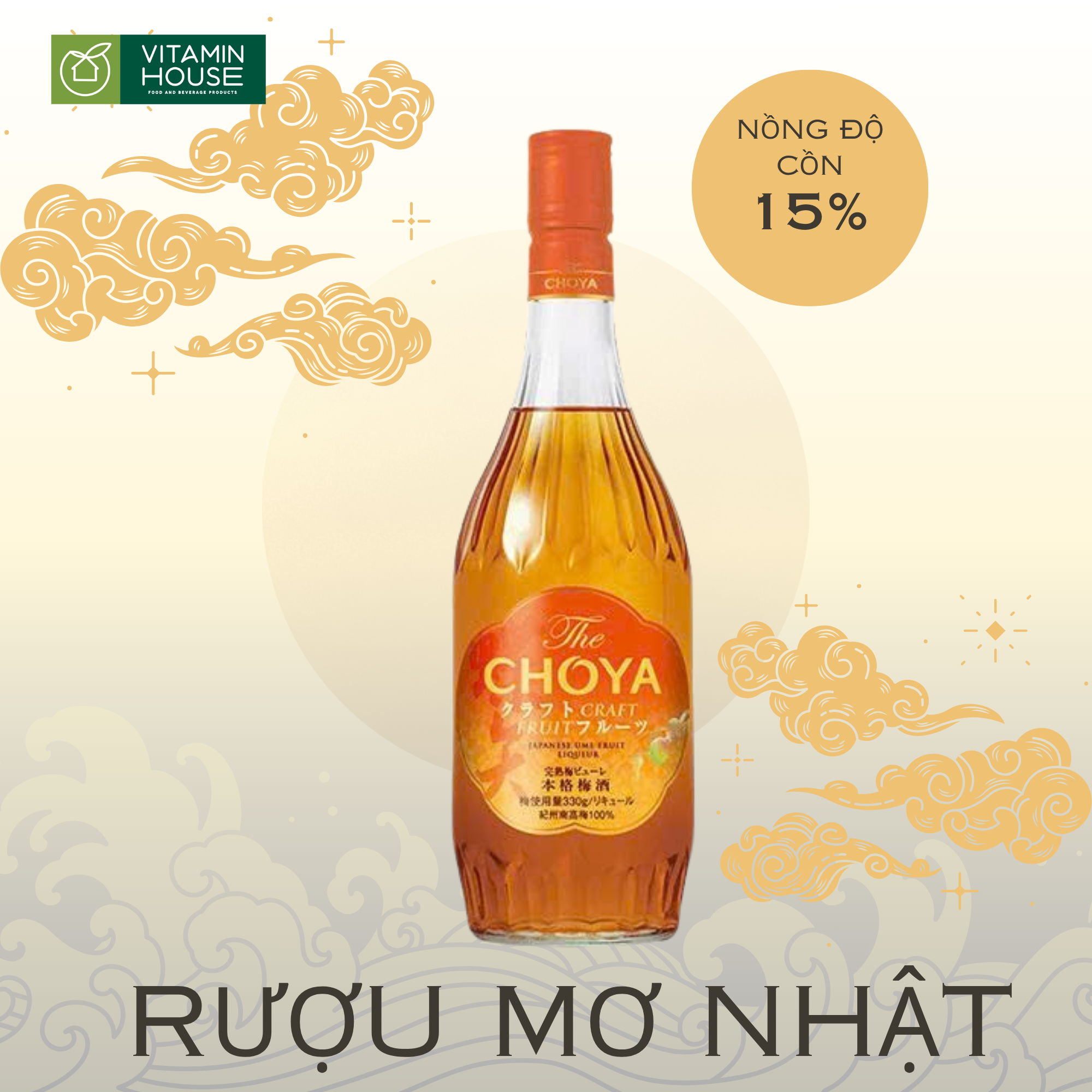 Rượu mơ 15% Craft Fruit Choya chai 700ml