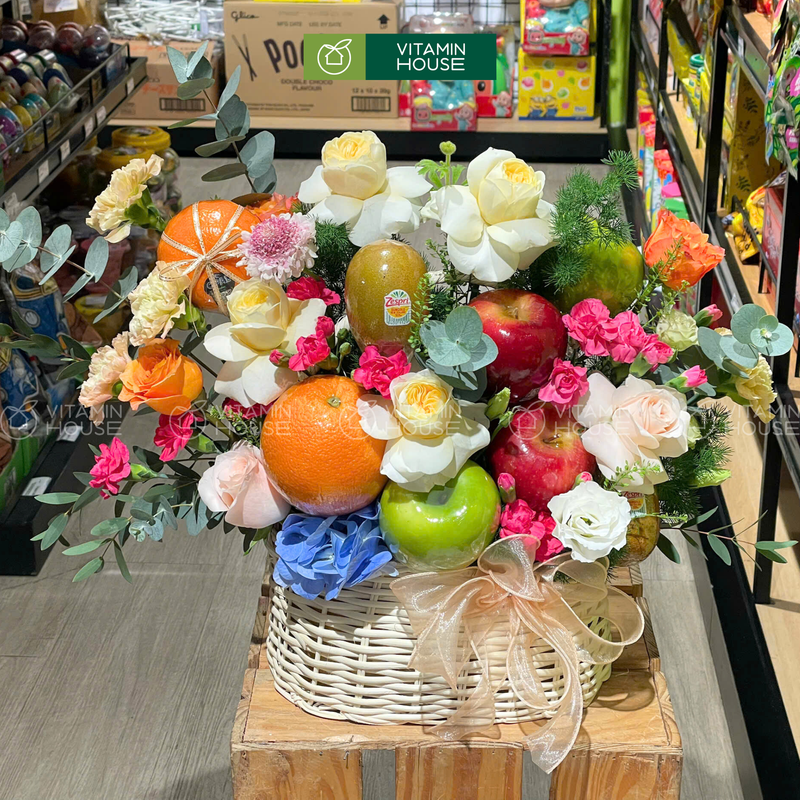 Giỏ Trái Cây Cam, Kiwi, Táo Hoa Tươi Chúc Sinh Nhật - Tươi Mới Tràn Đầy Năng Lượng