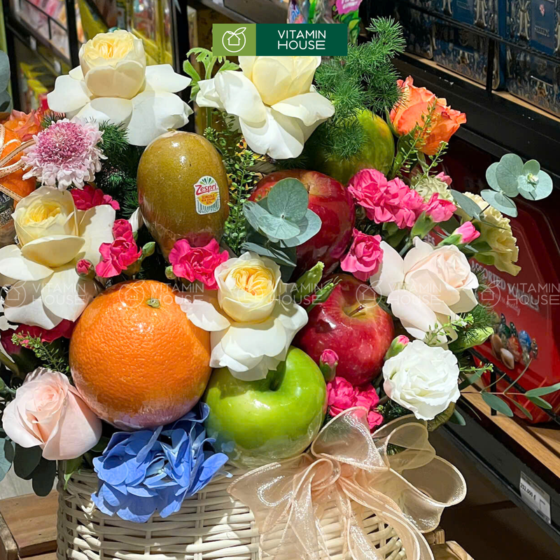 Giỏ Trái Cây Cam, Kiwi, Táo Hoa Tươi Chúc Sinh Nhật - Tươi Mới Tràn Đầy Năng Lượng