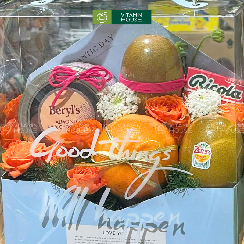 Giỏ Quà Trái Cây Quýt, Kiwi, Kẹo Thảo Mộc Thay Lời Cám Ơn Sâu Sắc, Đi Thăm Bệnh