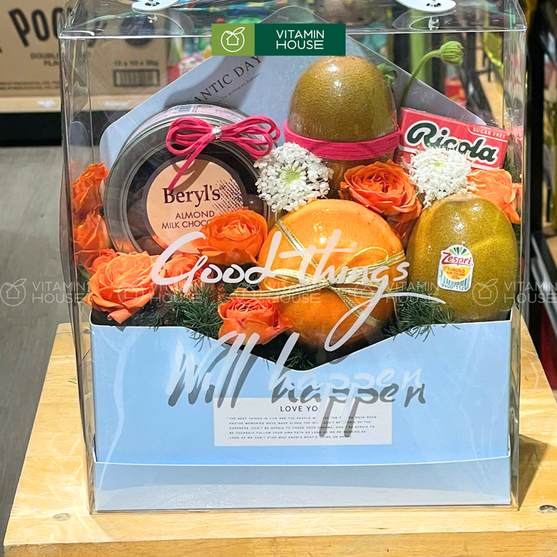 Giỏ Quà Trái Cây Quýt, Kiwi, Kẹo Thảo Mộc Thay Lời Cám Ơn Sâu Sắc, Đi Thăm Bệnh