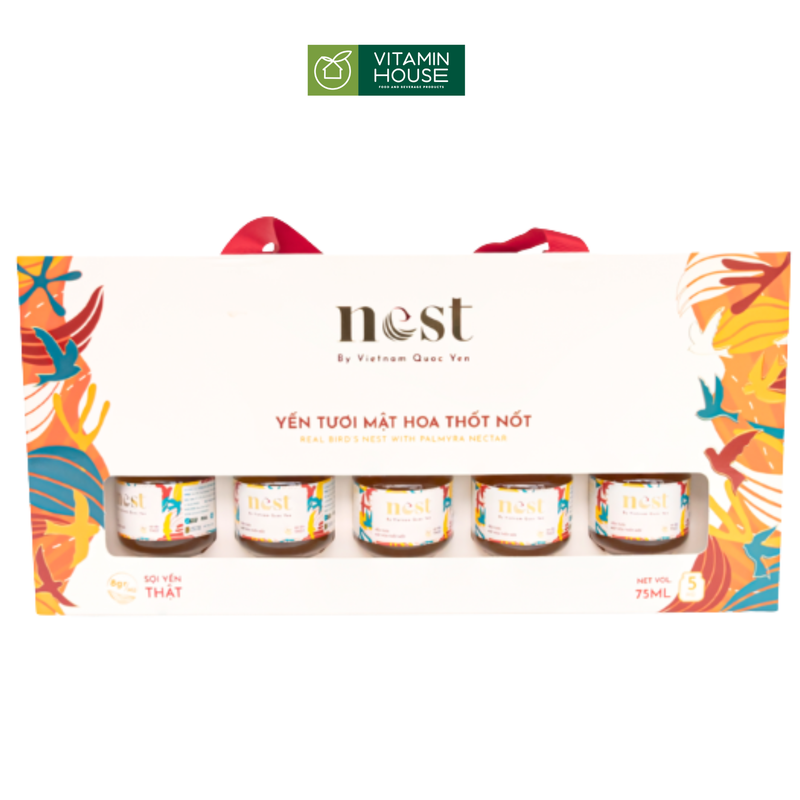 Yến tươi chưng nhiều vị Việt Nam Quốc Yến hộp 5 hũ*75ml