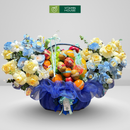 Giỏ Trái Cây Lưới Xanh Hoa Trắng Chúc Mừng Sự Kiện Quan Trọng