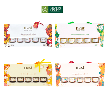 Yến tươi chưng nhiều vị Việt Nam Quốc Yến hộp 5 hũ*75ml