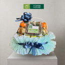 giỏ quà trái cây tông xanh biển gồm cherry, cam, kiwi, táo envy