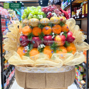 giỏ trái cây cúng đám giỗ tháp cao nho, kiwi, cam, táo, quýt úc