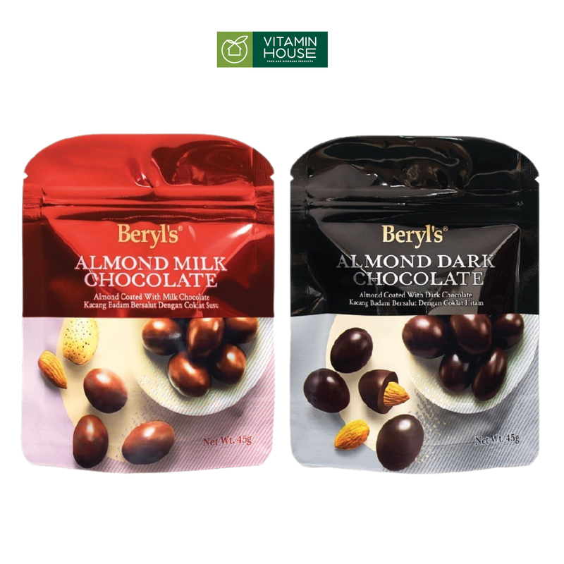 Chocolate Viên Sữa/Đen Hạnh Nhân Beryls Gói 45G