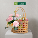 giỏ trái cây mây đan kiwi vàng, táo envy, cam vàng