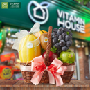 giỏ quà trái cây tươi: nho, kiwi, táo