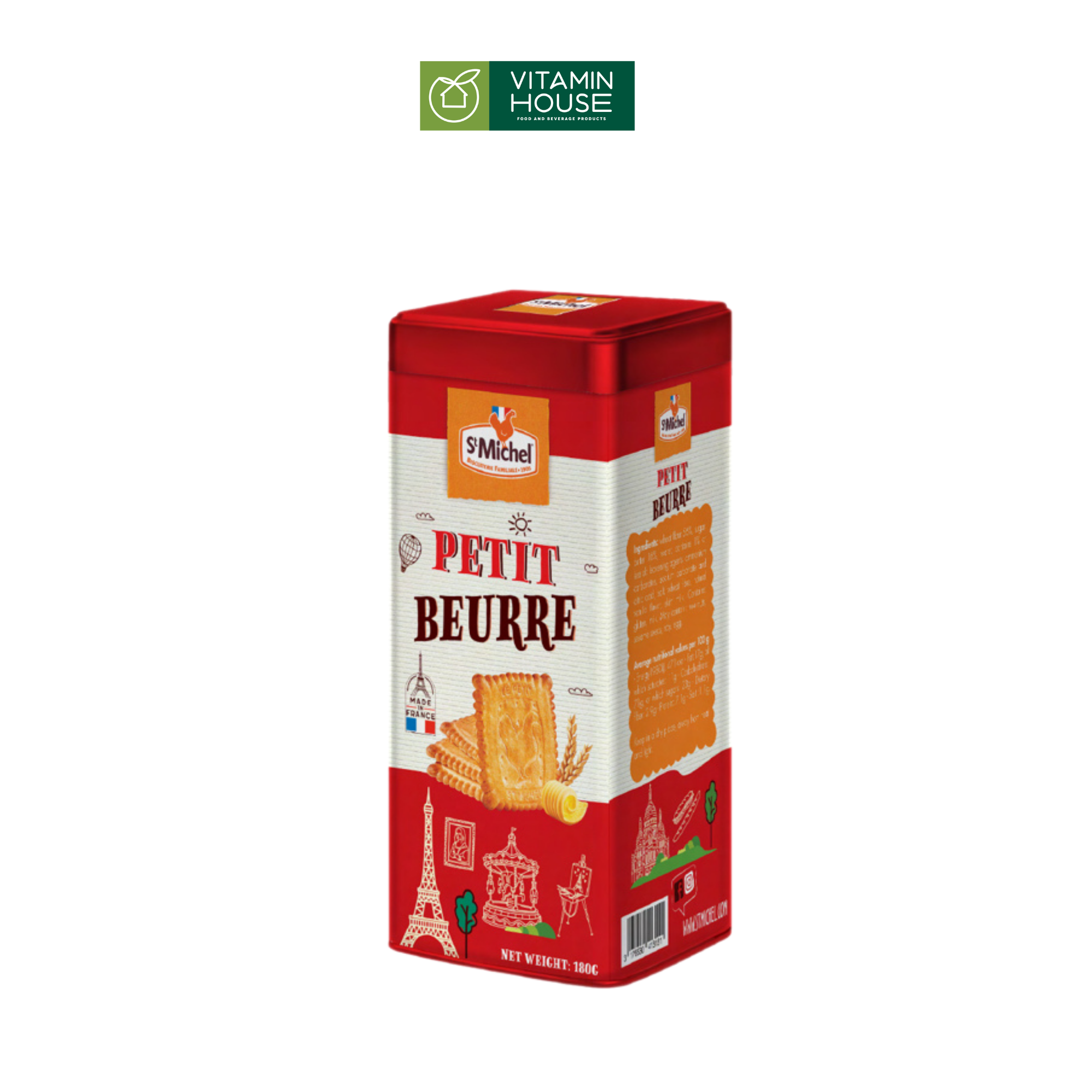 Bánh Quy Bơ St.Michel Petit Beurre Hộp Thiếc 180g