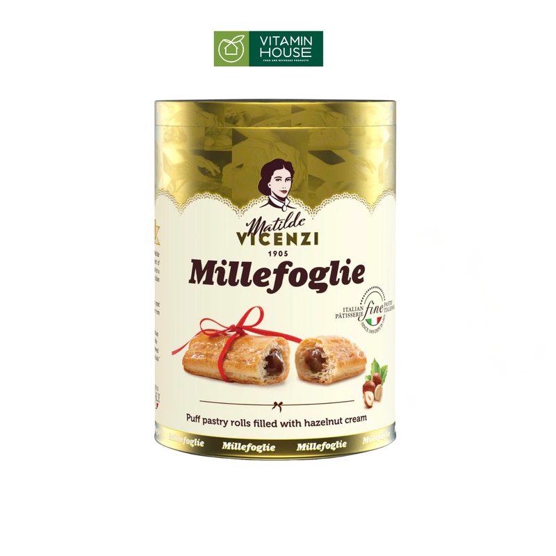 Hộp Bánh Ngàn Lớp  Nhân Kem Hạt Phỉ Vicenzi Millefoglie 150G